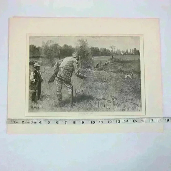 Art Print Hunting Gun-Shy Scared Dog Black Hunter Harpers Weekly Antique 1880 - Picture 10 of 12